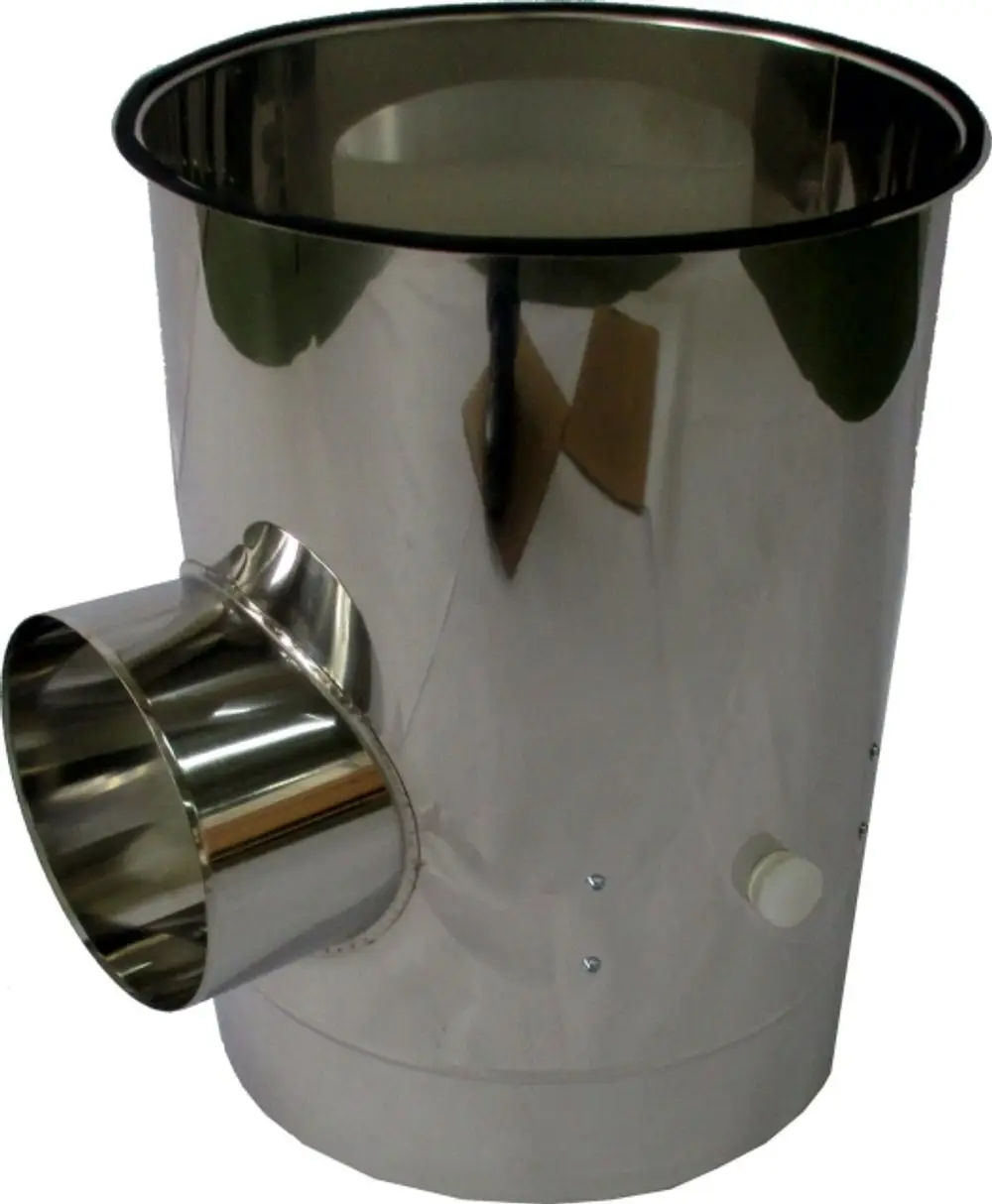 Stainless-steel Adapter mit seitlichem Anschluss, geeignet für raumluftunabhängigen Betrieb, hergestellt von Wolf.